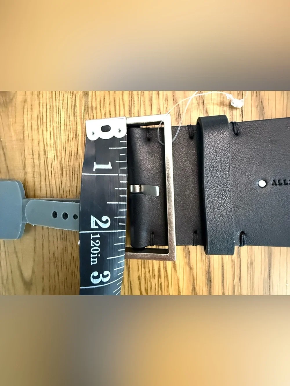 AllSaints Black Genuine Leather / Elastic Belt Silver Buckle Studded NWT